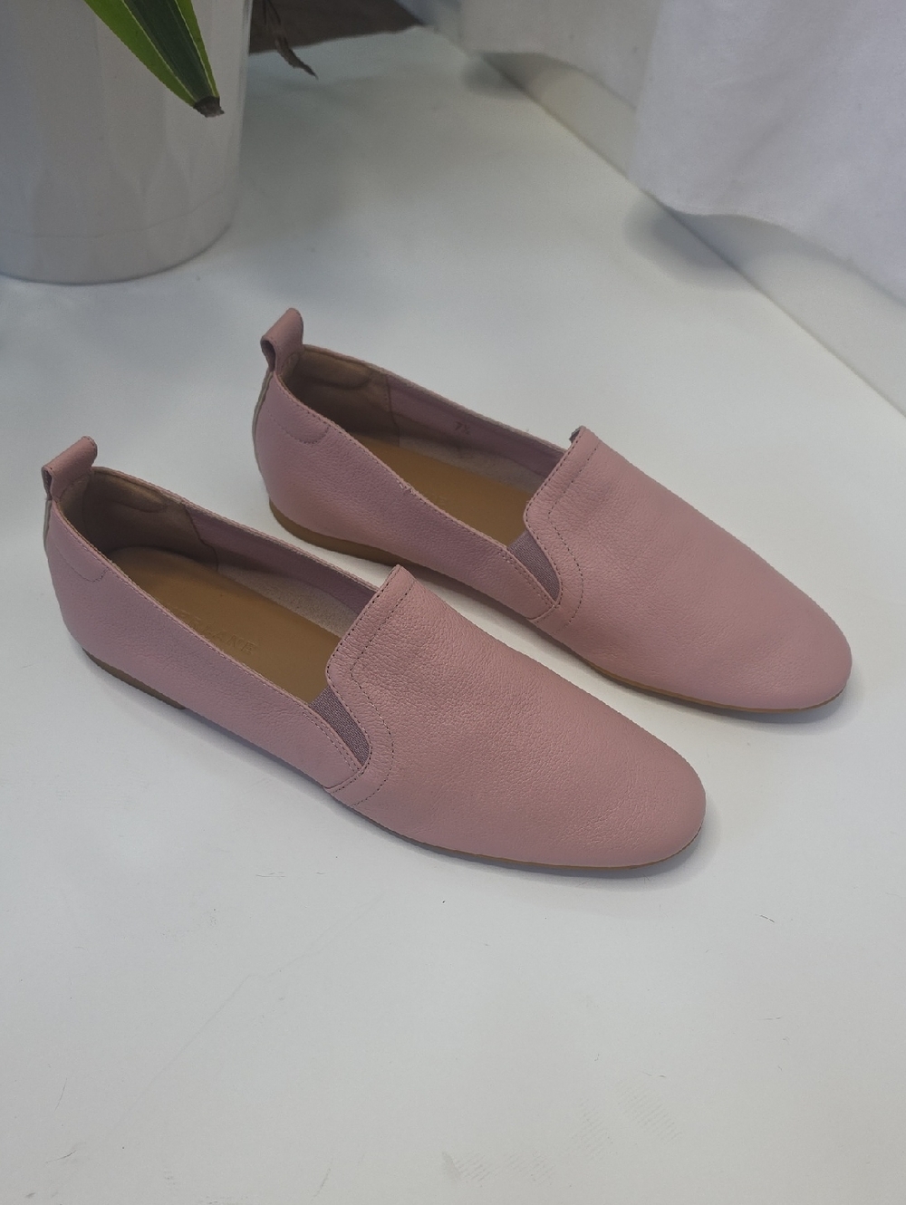 Everlane Minimalist Leather Slip-On Flats Blush Pink Women's 7.5